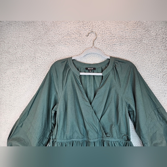 Madewell Womens Oaklynn Green All Cotton Long Sleeve Drawstring Dress Sz-S *READ - Picture 3 of 15